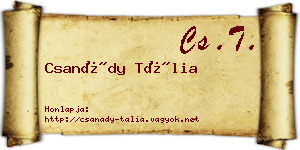 Csanády Tália névjegykártya